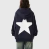 Star Graphic Oversized Dark Blue Hoodie