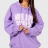 Purple Oversized Graphic Hoodie Women