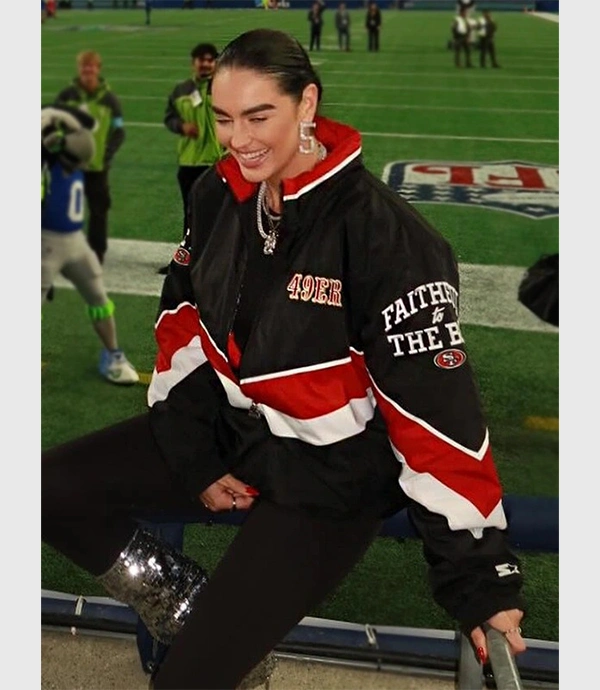 SF 49ers Claire Kittle Black Starter Jacket
