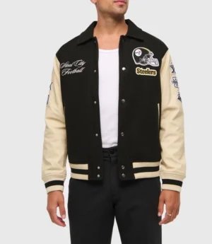 Unisex Abercrombie Pittsburgh Steelers Varsity Jacket Black