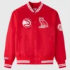 October’s Very Own NBA Atlanta Hawks Satin Varsity Jacket – Red