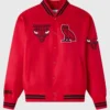 October’s Very Own NBA Chicago Bulls Satin Varsity Jacket – Red