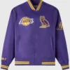 October’s Very Own NBA Los Angeles Lakers Satin Varsity Jacket – Purple