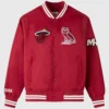 October’s Very Own NBA Miami Heat Satin Varsity Jacket – Red