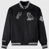 October’s Very Own NBA San Antonio Spurs Satin Varsity Jacket – Black
