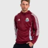 Adidas Newcastle United Players Training Maroon Striped Track Hoodie