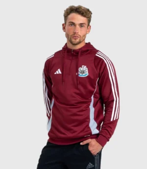 Adidas Newcastle United Players Training Maroon Striped Track Hoodie