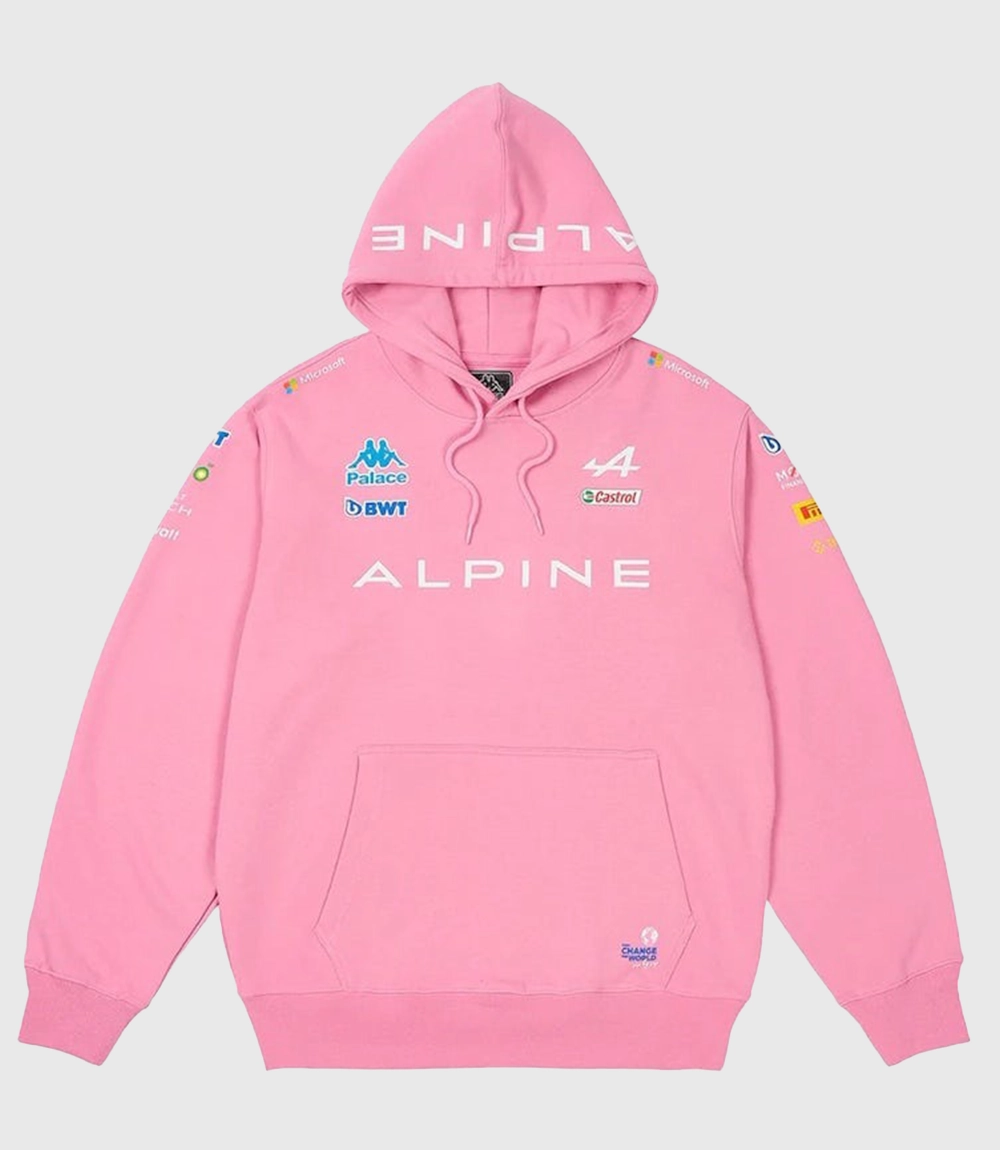 Oversized Palace x Kappa Alpine Hoodie Pink
