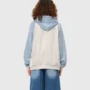 Star Patch Oversized Zipper Hoodie SKy Blue