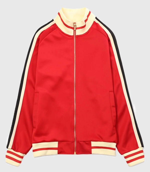 The Talk Akbar Gbajabiamila Red Stripe Trim Varsity Jacket
