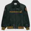 Unisex Porsche Green Leather Jacket