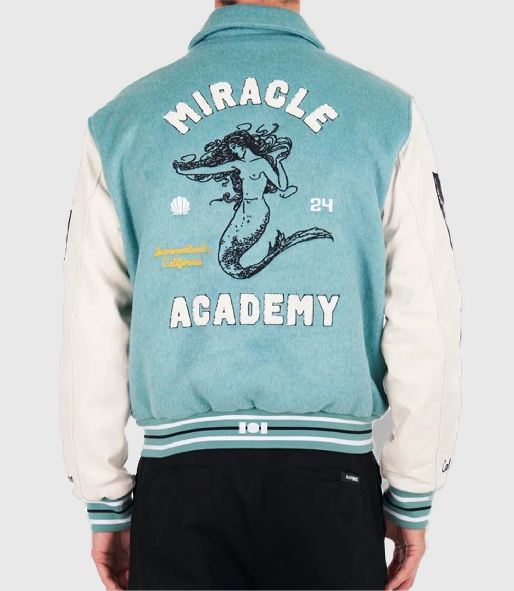 Charles Leclerc Mermaid Miracle Academy Blue & White Varsity Jacket
