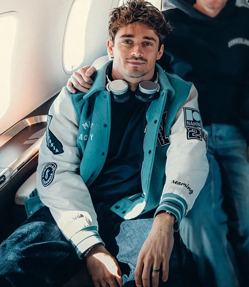 Charles Leclerc Mermaid Miracle Academy Varsity Jacket Blue & White