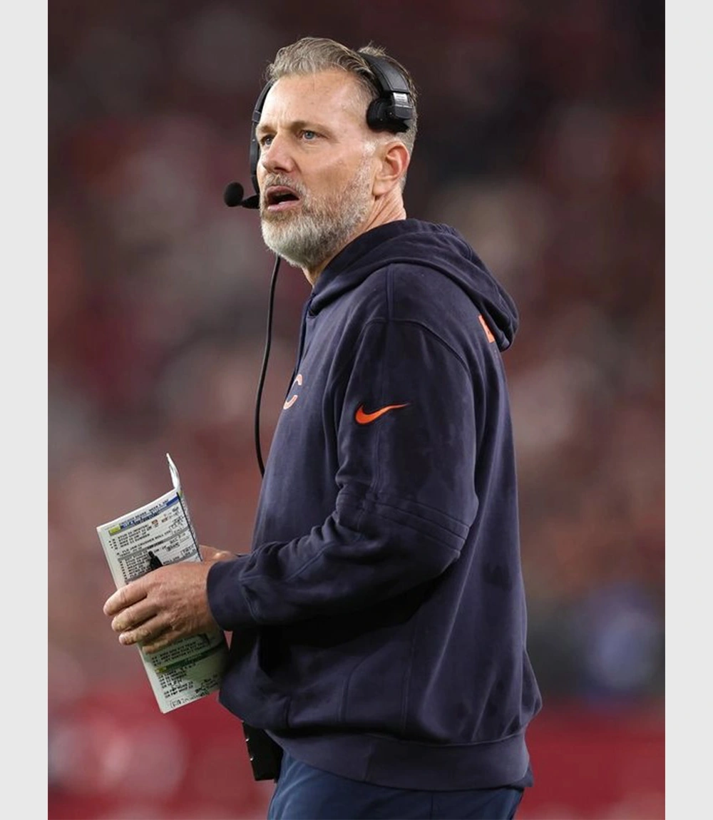 Chicago Bears Matt Eberflus Blue Sideline Club Hoodie