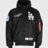 Los Angeles Dodgers Alpha Hooded Black Bomber Jacket