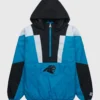 2024 HOMAGE X Starter Carolina Panthers Hooded Black Pullover Half-zip Jacket