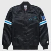 Unisex HOMAGE X Starter Carolina Panthers Black Satin Varsity Jacket