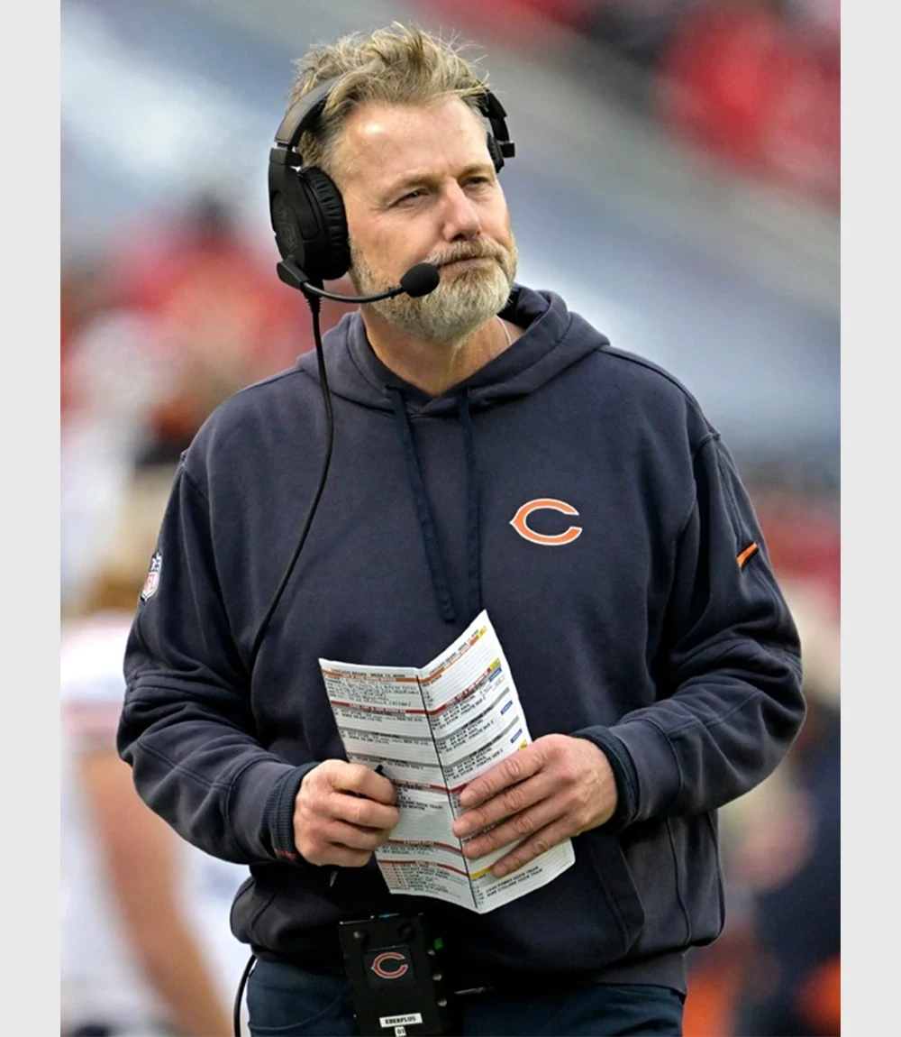 Chicago Bears Matt Eberflus Blue Sideline Club Hoodie For Sale