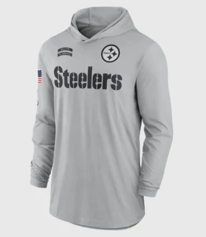 Salute to Service Steelers Gray 2024 Lightweight Performance Long Sleeve Hoodie