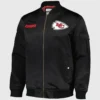 Kansas City Chiefs Team Leader Black Bomber Satin Jacket
