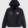 Abercrombie NFL Winterized Black Hooded Bomber Jacket