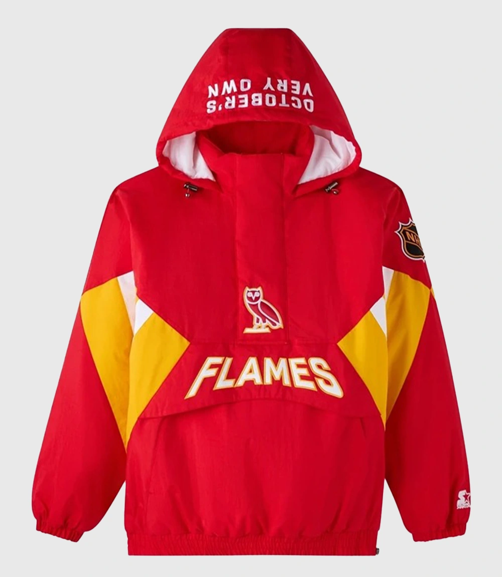 Unisex OVO Nhl Calgary Flames Red Starter Jacket