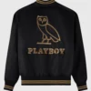 OVO Playboy Satin Varsity Jacket Black
