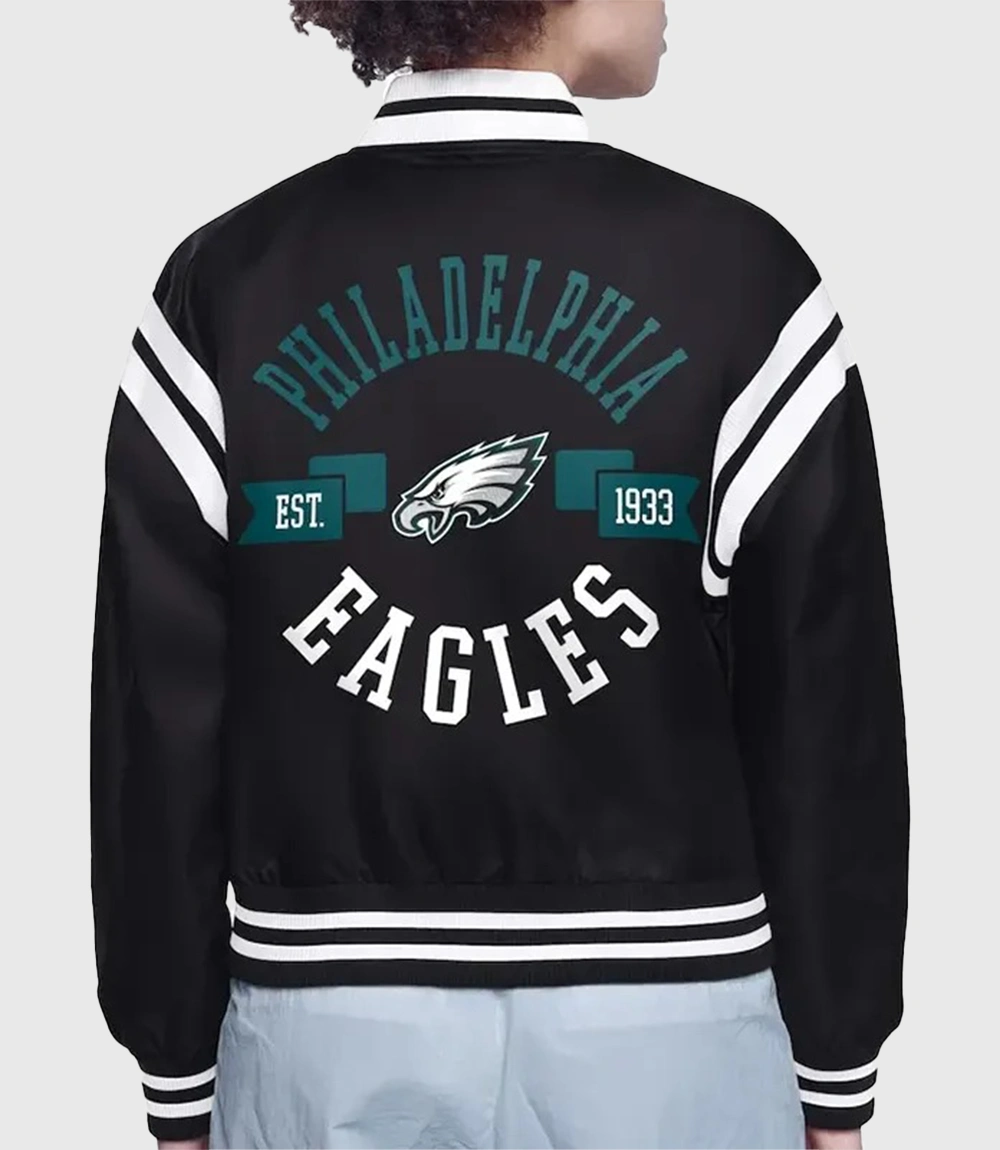 NFL Philadelphia Eagles Starter Cropped Varsity Jacket Black