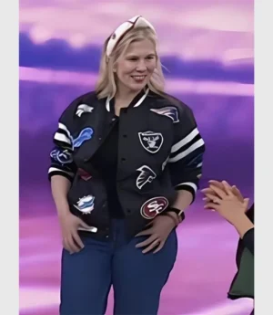 Sarah Clagett The Today Show 2024 NFL Teams Logo Patches Varsity Jacket