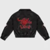 Wish Me Luck Cropped League Black Bomber Jacket