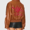 Unisex Wish Me Luck Leather Cropped League Bomber Jacket