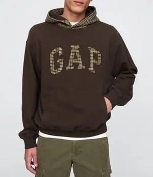 Gap Houndstooth Brown Hoodie