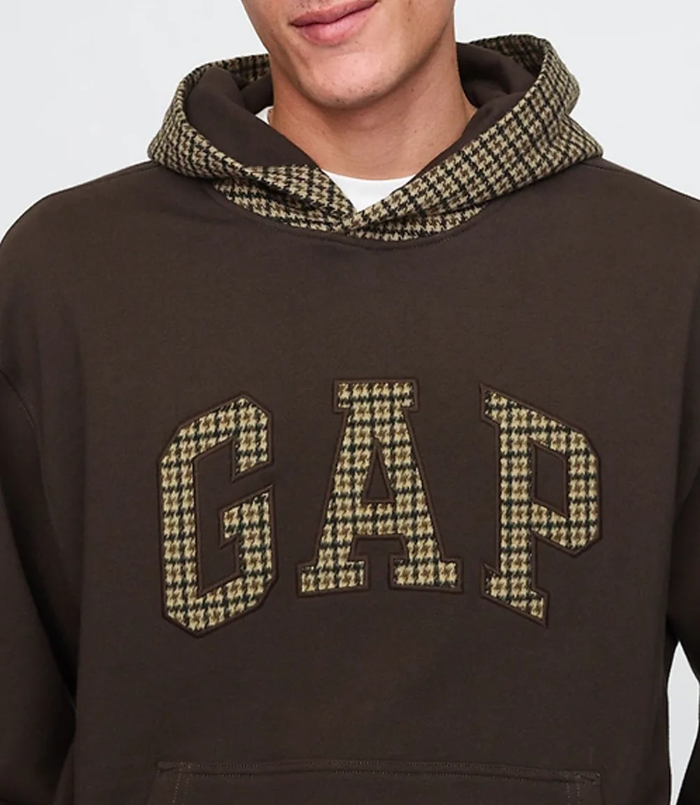 Gap Houndstooth Hoodie Brown