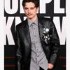 Timothee Chalamet Black Leather Blazer