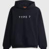 TYPE 7 Text Logo Hoodie Black