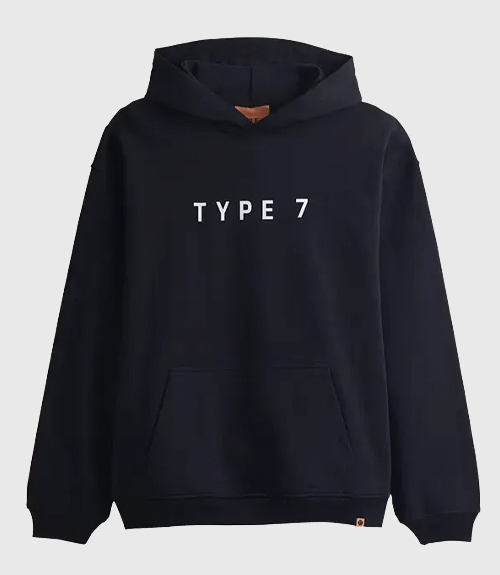 TYPE 7 Text Logo Hoodie Black