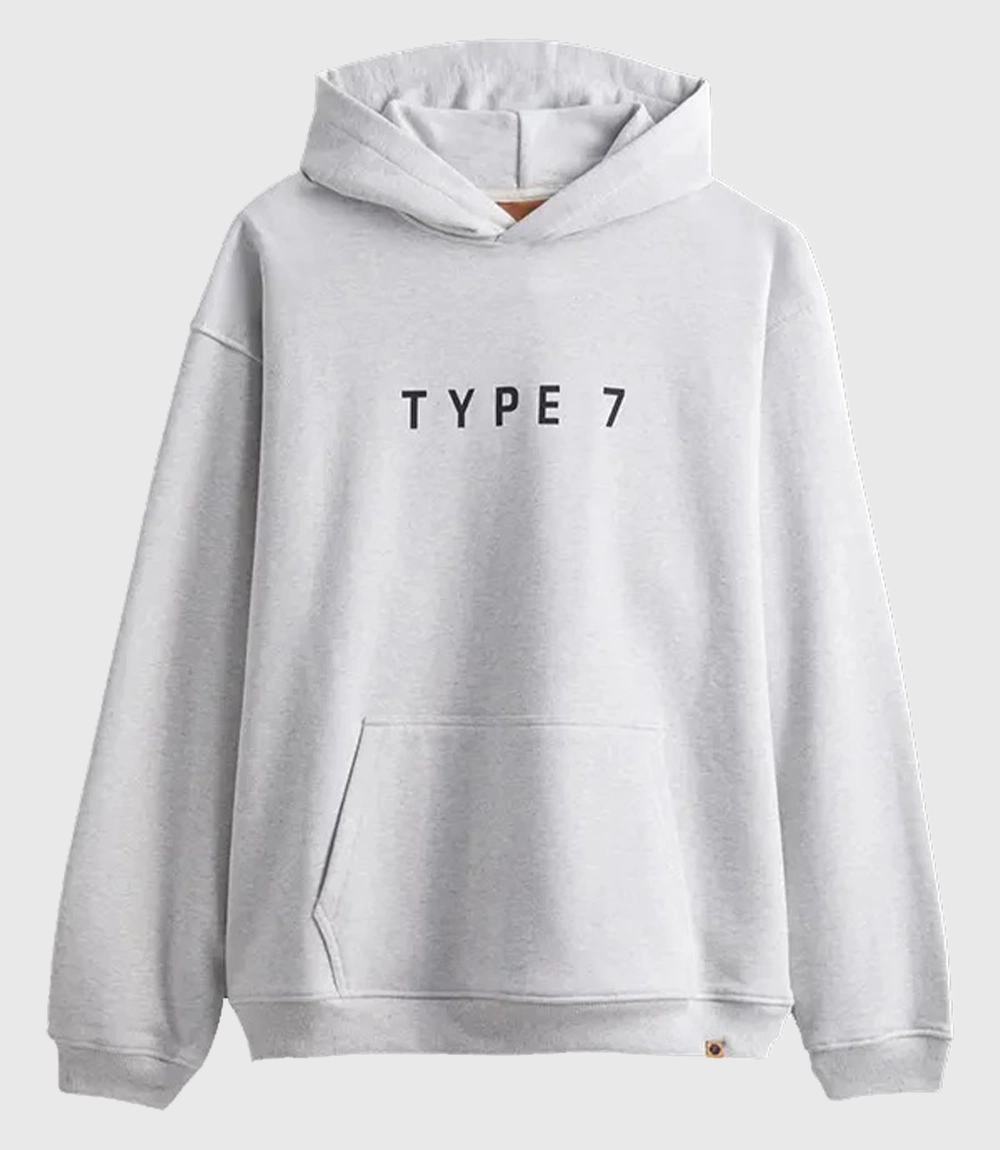 TYPE 7 Text Logo Hoodie Grey