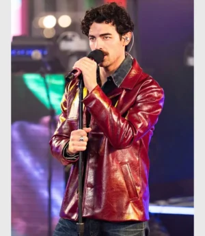 Times Square Performance Joe Jonas Burgundy Jacket