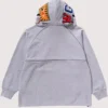 BAPE Shark Logo Half Zip Grey Pullover Hoodie