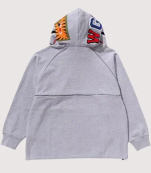 BAPE Shark Logo Half Zip Grey Pullover Hoodie