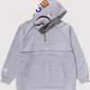 BAPE Shark Logo Half Zip Relaxed Fit Pullover Hoodie