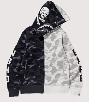 BAPE x Neighborhood Split Camo Shark Full Zip Hoodie