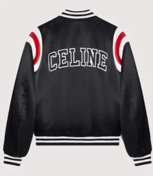 Unisex Kim Tae-Hyung Celine Varsity Bomber Jacket black